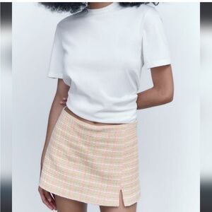 BNWT Zara tweed skirt with front slit XL